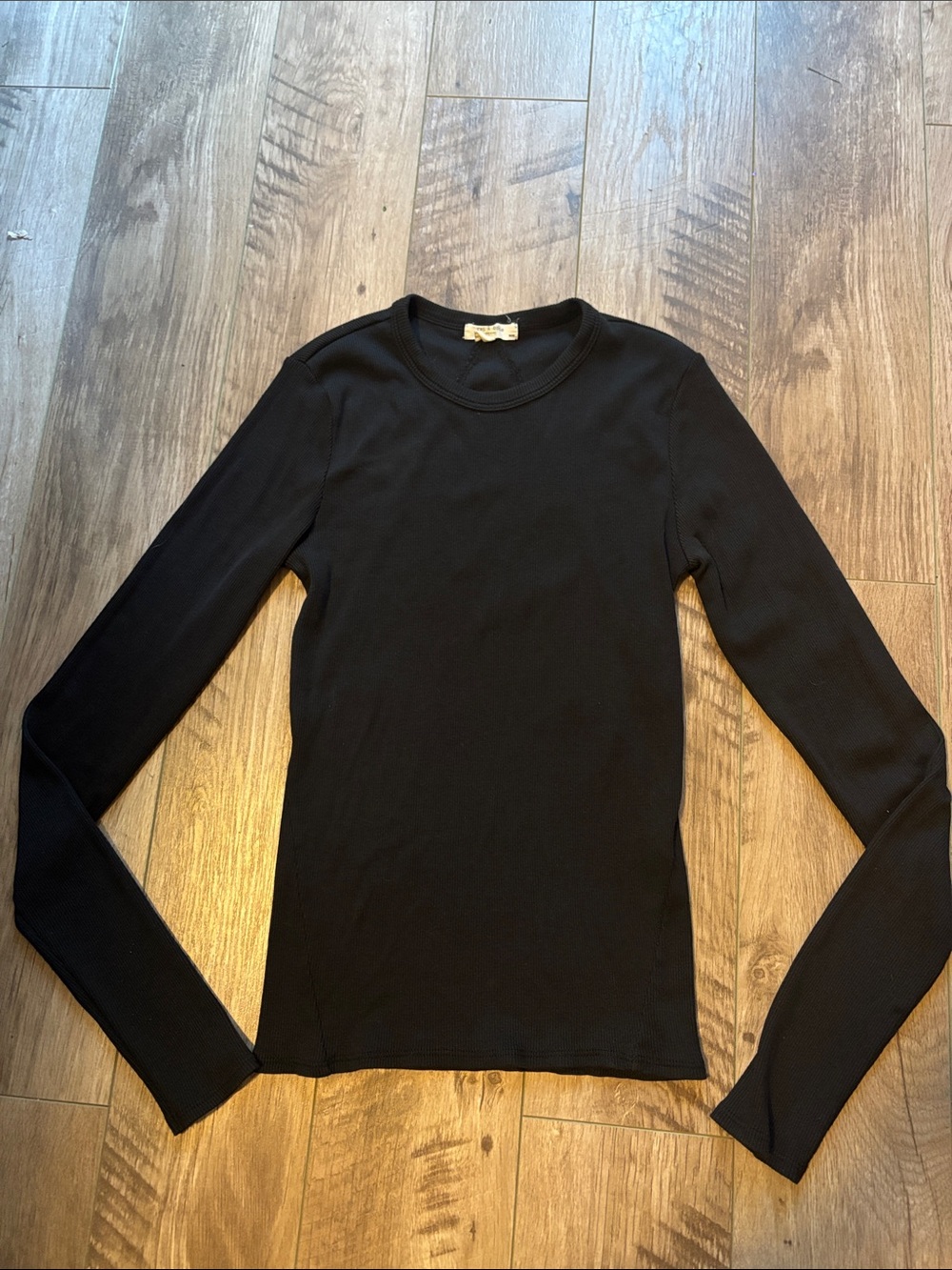 Rag & Bone Black Ribbed Crewneck Long sleeve Tee